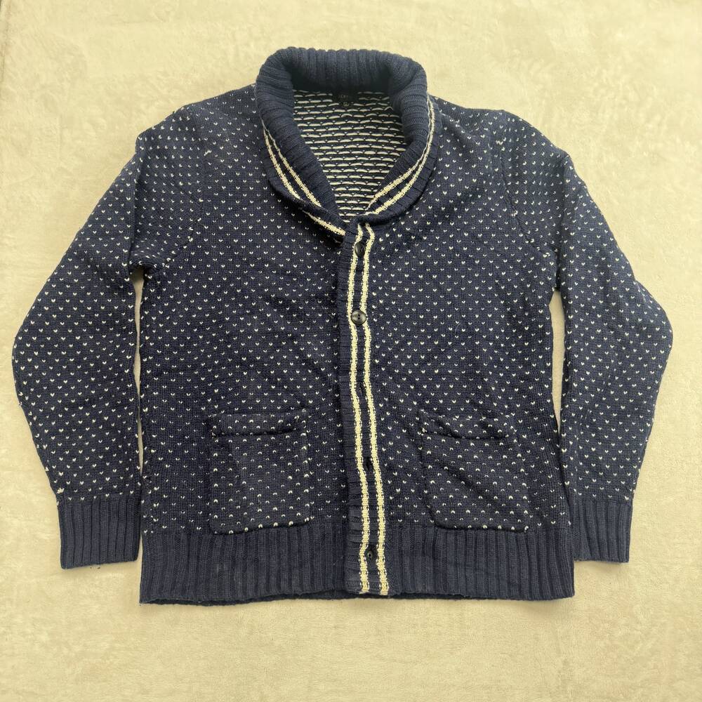 J.Crew Men's Shawl Collar Cardigan Sweater Navy Size XL Wool Blend Knit Pockets